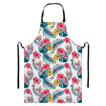 Aloha Hawaii Floral Pattern Print Bib Apron With Pocket