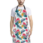 Aloha Hawaii Floral Pattern Print Bib Apron With Pocket
