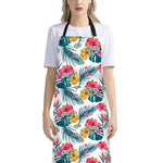Aloha Hawaii Floral Pattern Print Bib Apron With Pocket