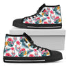 Aloha Hawaii Floral Pattern Print Black High Top Sneakers