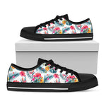 Aloha Hawaii Floral Pattern Print Black Low Top Sneakers