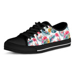 Aloha Hawaii Floral Pattern Print Black Low Top Sneakers