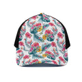 Aloha Hawaii Floral Pattern Print Black Mesh Trucker Hat