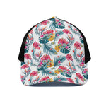 Aloha Hawaii Floral Pattern Print Black Mesh Trucker Cap