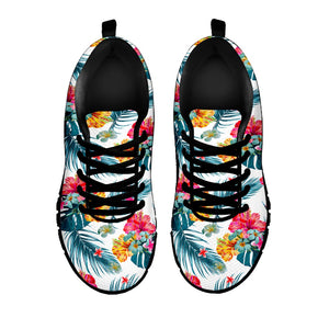 Aloha Hawaii Floral Pattern Print Black Running Shoes