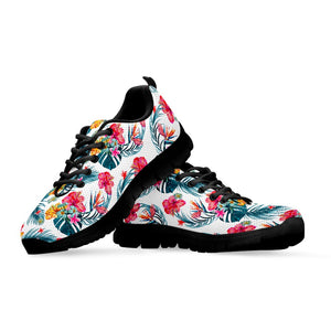 Aloha Hawaii Floral Pattern Print Black Running Shoes