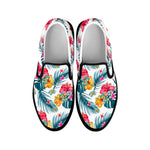 Aloha Hawaii Floral Pattern Print Black Slip On Sneakers