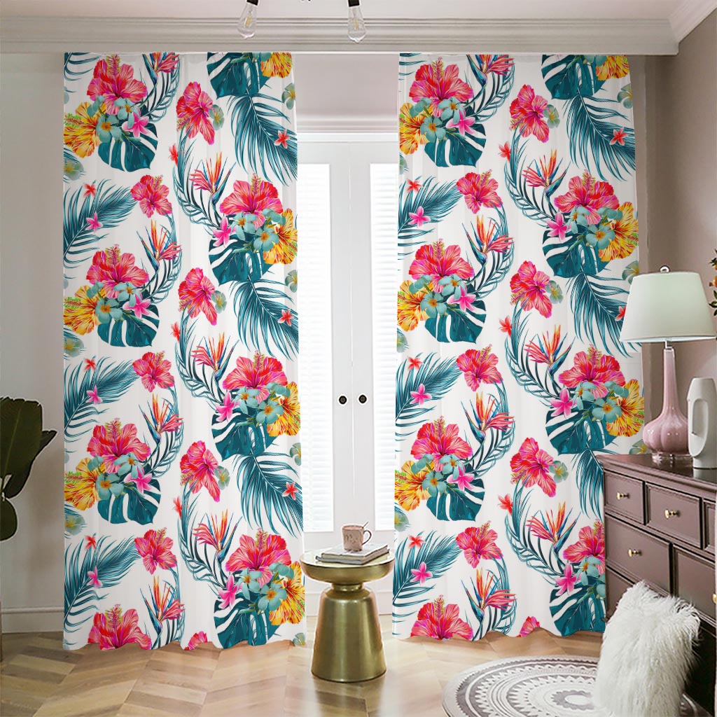 Aloha Hawaii Floral Pattern Print Blackout Pencil Pleat Curtains