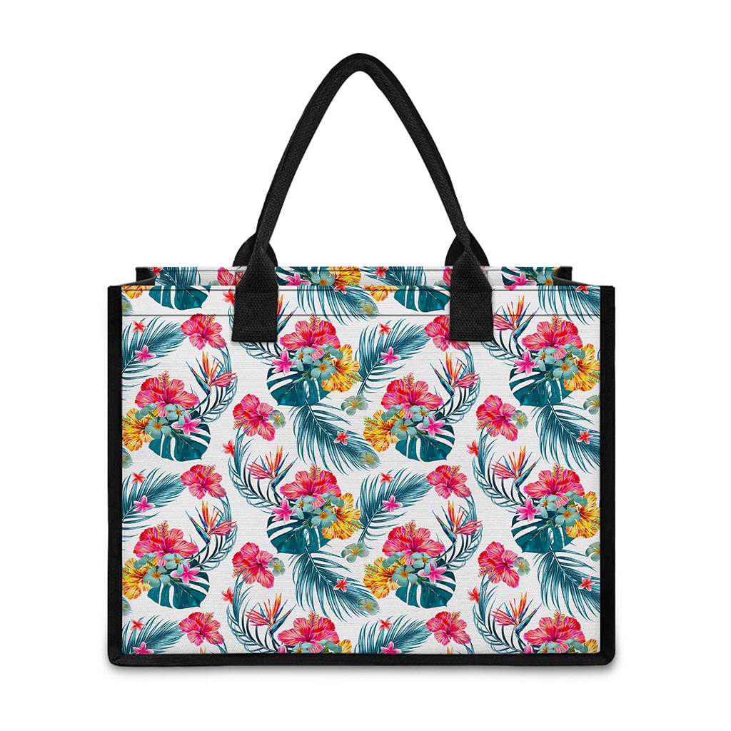 Aloha Hawaii Floral Pattern Print Canvas Tote Bag