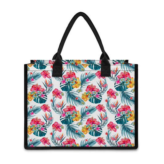 Aloha Hawaii Floral Pattern Print Canvas Tote Bag
