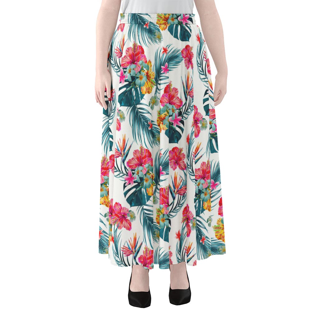 Aloha Hawaii Floral Pattern Print Chiffon Maxi Skirt