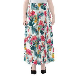 Aloha Hawaii Floral Pattern Print Chiffon Maxi Skirt