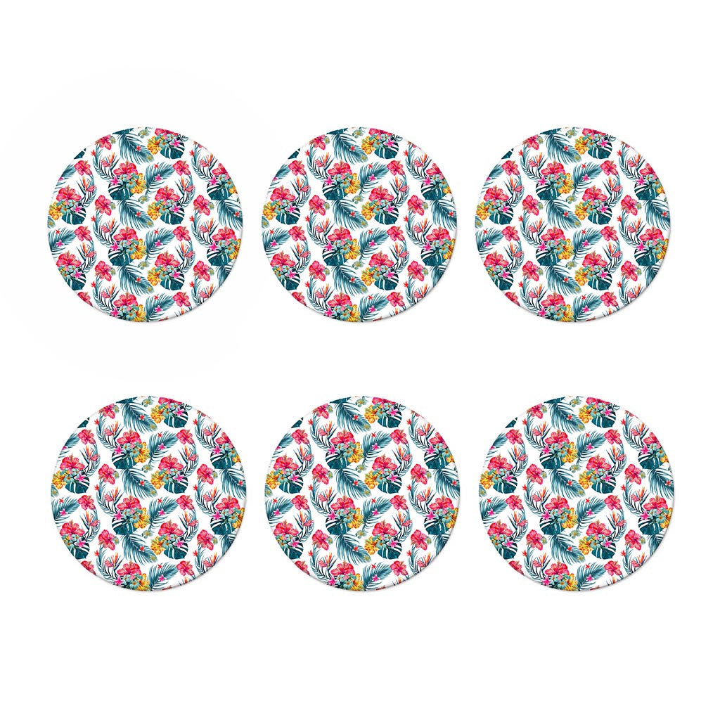 Aloha Hawaii Floral Pattern Print Coaster Set