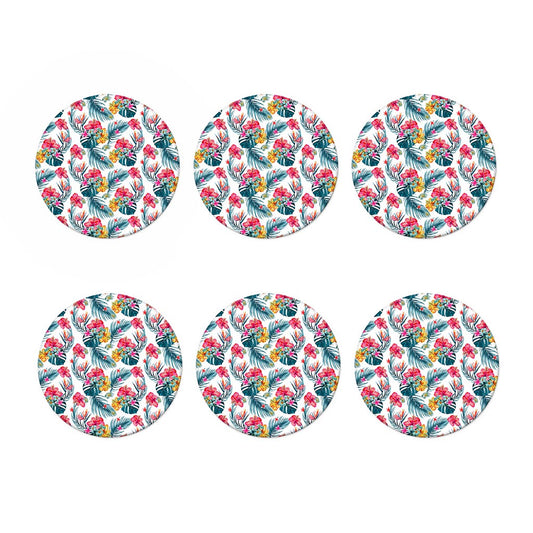 Aloha Hawaii Floral Pattern Print Coaster Set