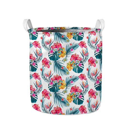 Aloha Hawaii Floral Pattern Print Collapsible Laundry Basket