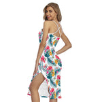 Aloha Hawaii Floral Pattern Print Cross Back Cami Dress