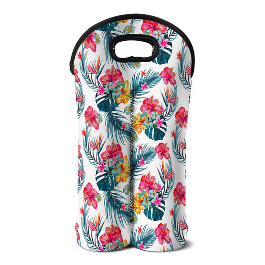 Aloha Hawaii Floral Pattern Print Double Neoprene Wine Tote