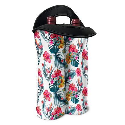Aloha Hawaii Floral Pattern Print Double Neoprene Wine Tote