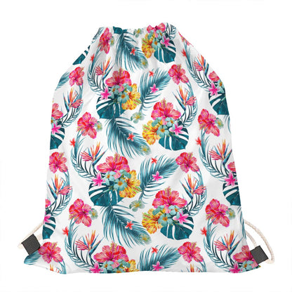 Aloha Hawaii Floral Pattern Print Drawstring Bag