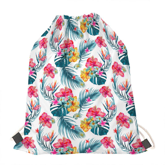 Aloha Hawaii Floral Pattern Print Drawstring Bag