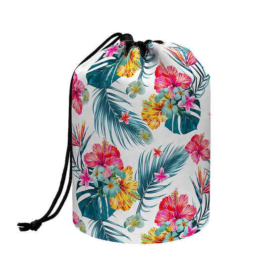 Aloha Hawaii Floral Pattern Print Drawstring Makeup Bag