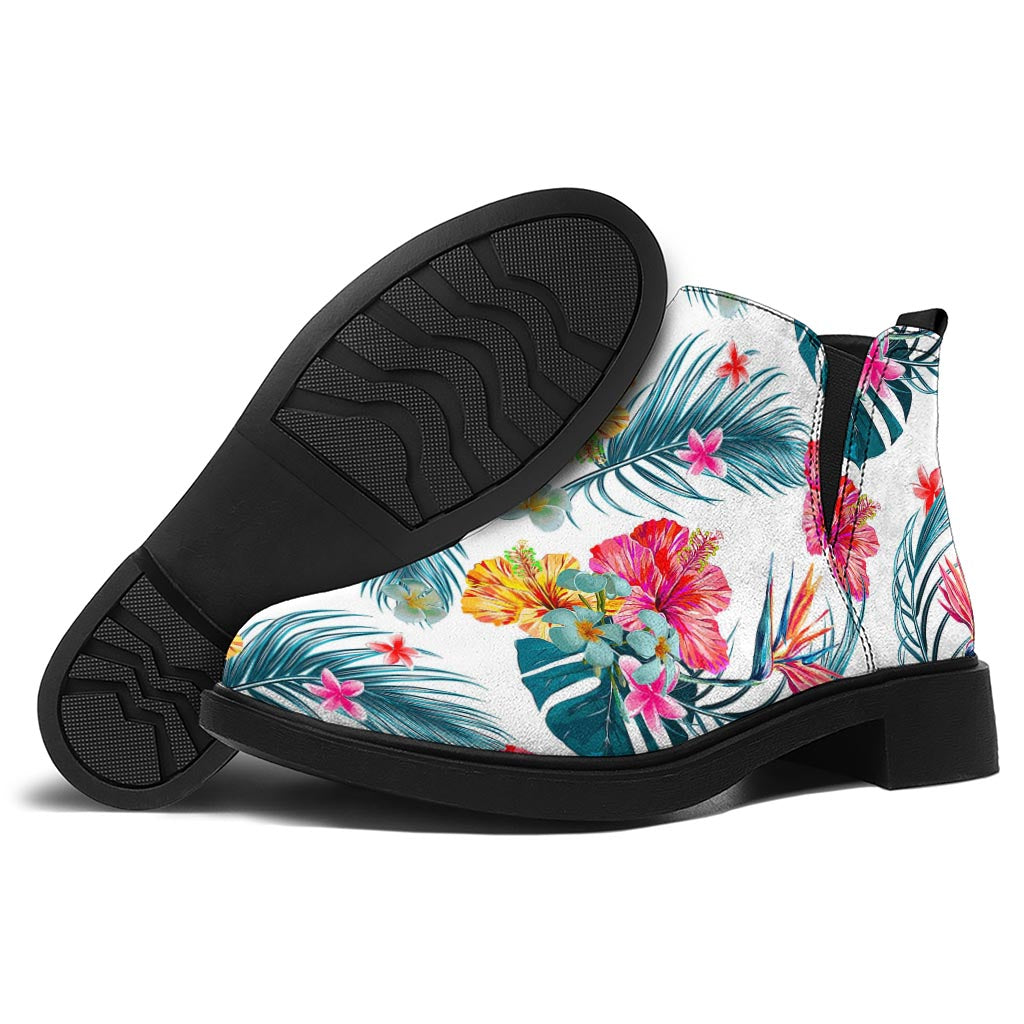 Aloha Hawaii Floral Pattern Print Flat Ankle Boots