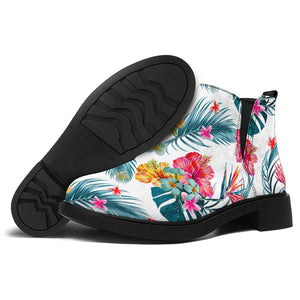 Aloha Hawaii Floral Pattern Print Flat Ankle Boots