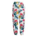 Aloha Hawaii Floral Pattern Print Fleece Lined Knit Pants