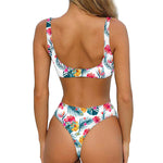 Aloha Hawaii Floral Pattern Print Front Bow Tie Bikini