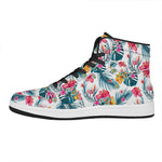 Aloha Hawaii Floral Pattern Print High Top Leather Sneakers