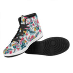 Aloha Hawaii Floral Pattern Print High Top Leather Sneakers