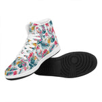 Aloha Hawaii Floral Pattern Print High Top Leather Sneakers