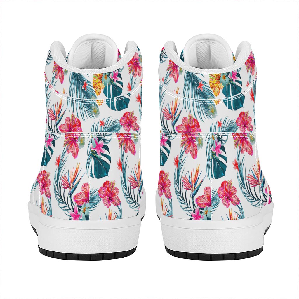 Aloha Hawaii Floral Pattern Print High Top Leather Sneakers
