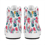 Aloha Hawaii Floral Pattern Print High Top Leather Sneakers