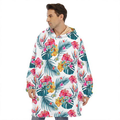Aloha Hawaii Floral Pattern Print Hoodie Blanket