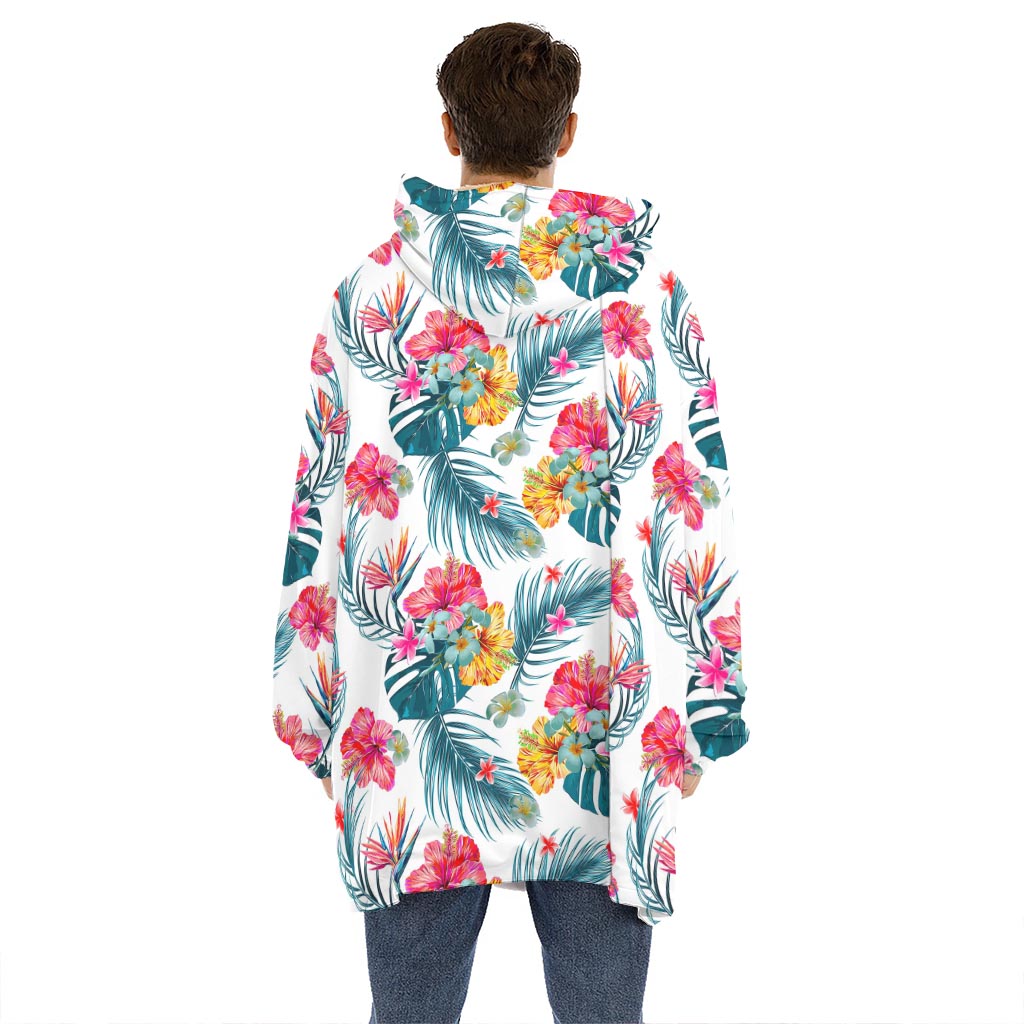 Aloha Hawaii Floral Pattern Print Hoodie Blanket