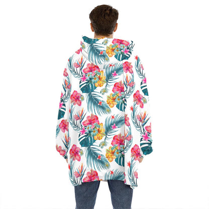 Aloha Hawaii Floral Pattern Print Hoodie Blanket