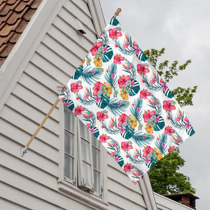Aloha Hawaii Floral Pattern Print House Flag