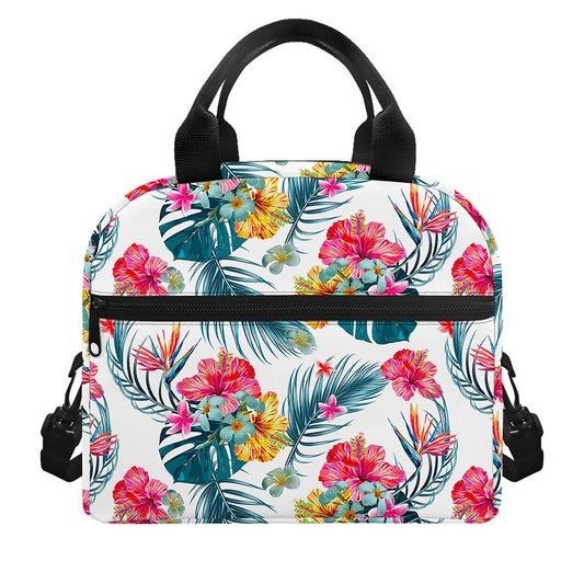 Aloha Hawaii Floral Pattern Print Insulated Lunch Bag