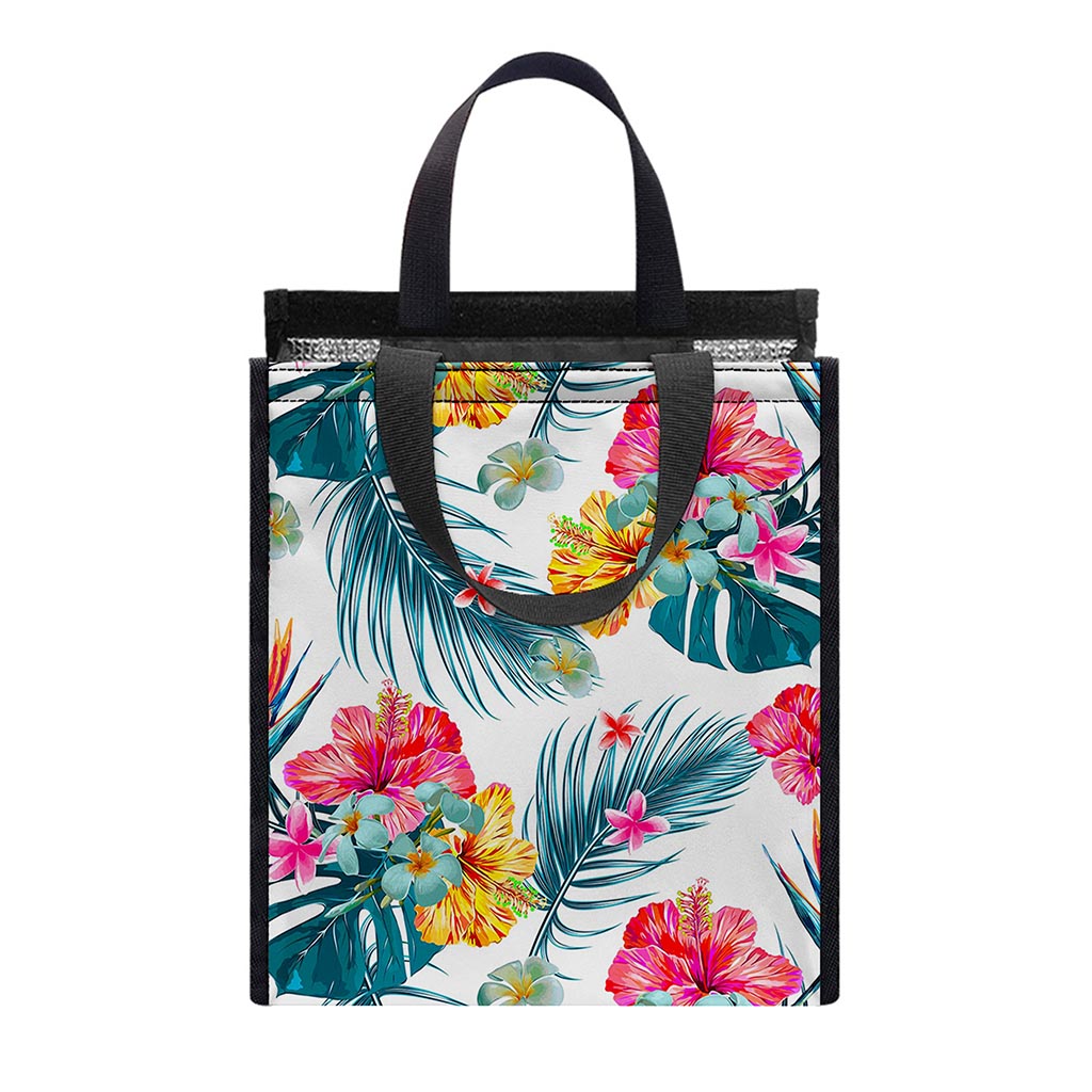 Aloha Hawaii Floral Pattern Print Insulated Lunch Tote