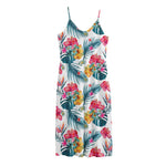 Aloha Hawaii Floral Pattern Print Jersey Midi Cami Dress