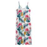 Aloha Hawaii Floral Pattern Print Jersey Midi Cami Dress