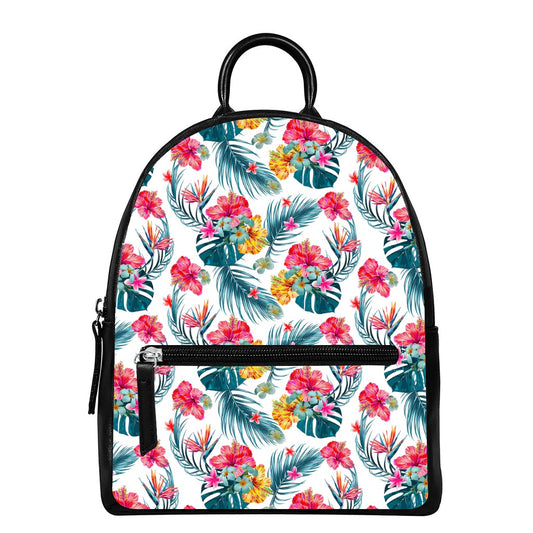 Aloha Hawaii Floral Pattern Print Leather Backpack