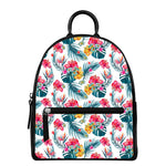 Aloha Hawaii Floral Pattern Print Leather Backpack