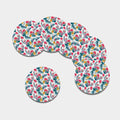 Aloha Hawaii Floral Pattern Print Leather Coaster Set