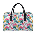 Aloha Hawaii Floral Pattern Print Leather Duffle Bag