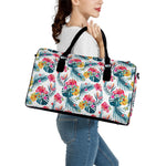 Aloha Hawaii Floral Pattern Print Leather Duffle Bag