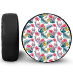 Aloha Hawaii Floral Pattern Print Leather Spare Tire Cover