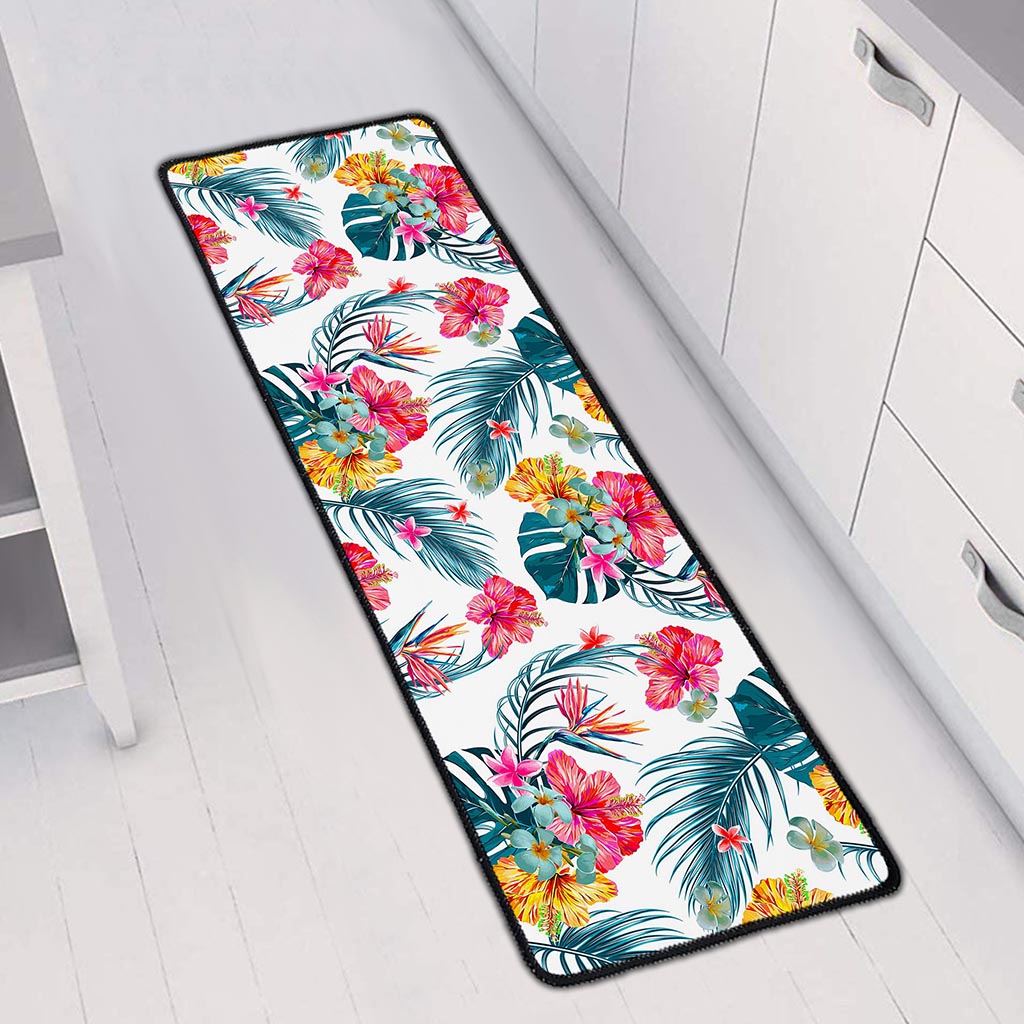 Aloha Hawaii Floral Pattern Print Long Kitchen Mat
