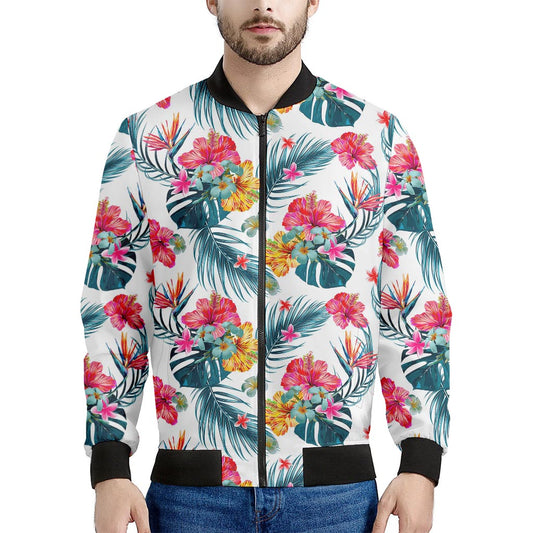 Aloha Hawaii Floral Pattern Print Men's Bomber Jacket